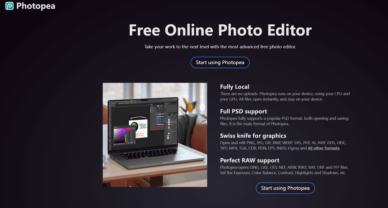 Photopea 的介面預覽