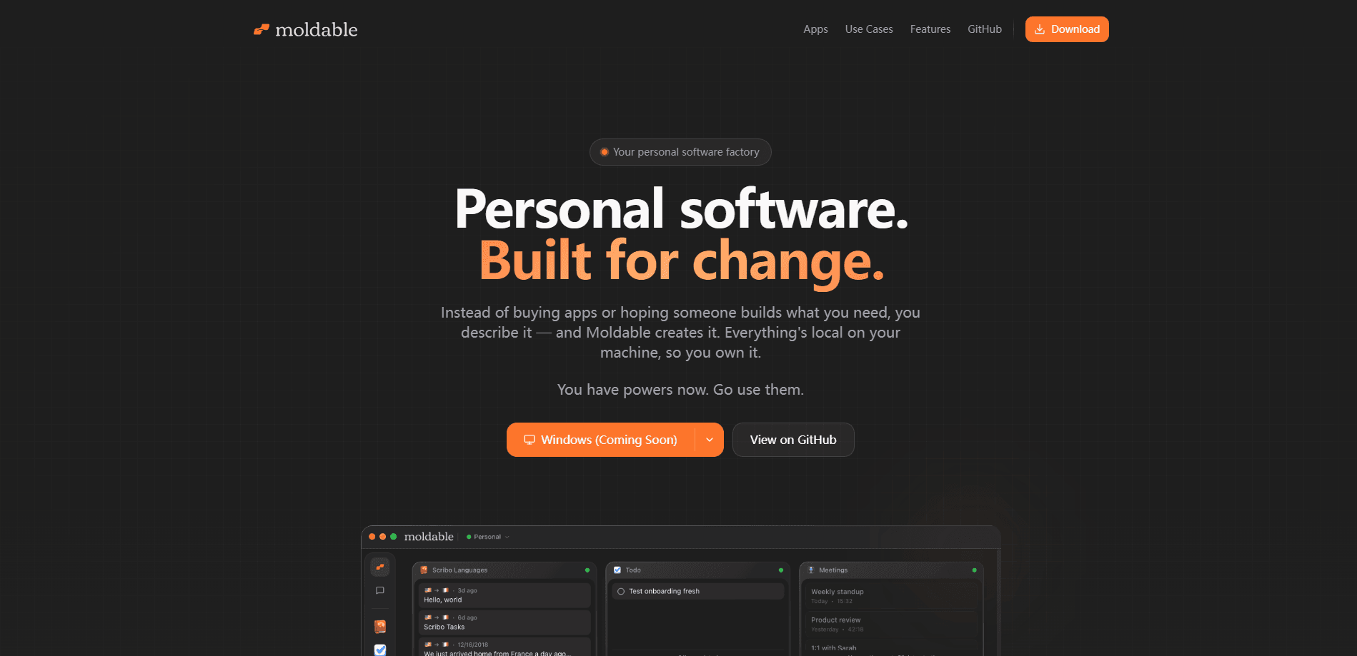 Interface preview of Moldable