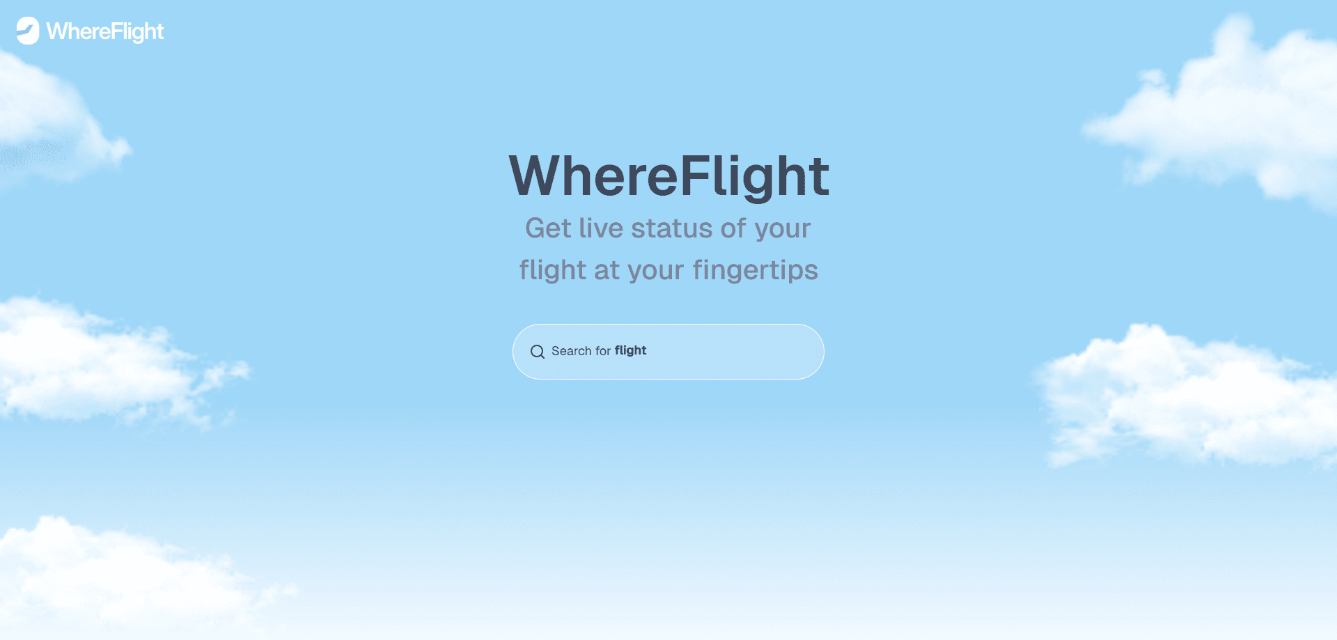 Interface preview of WhereFlight