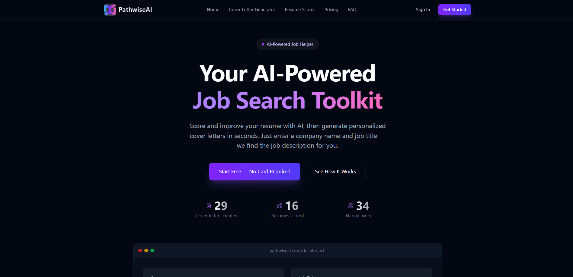 Interface preview of Pathwiseai