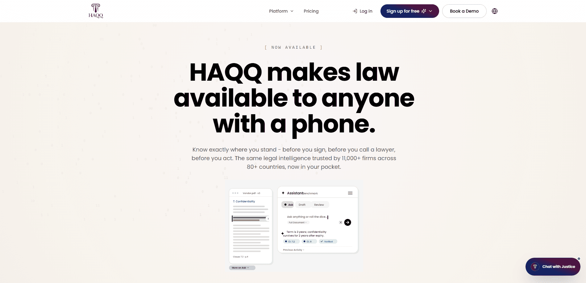 Vorschau der Oberfläche von HAQQ Legal AI