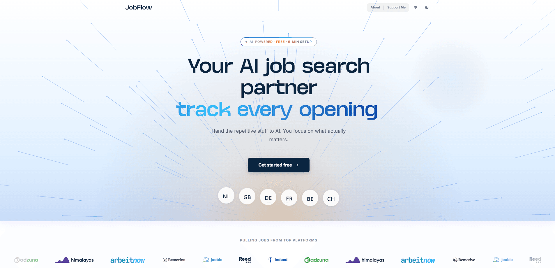 Aperçu de l'interface de JobFlow