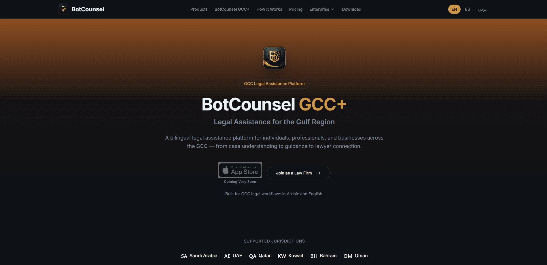 Interface preview of BotCounsel GCC+
