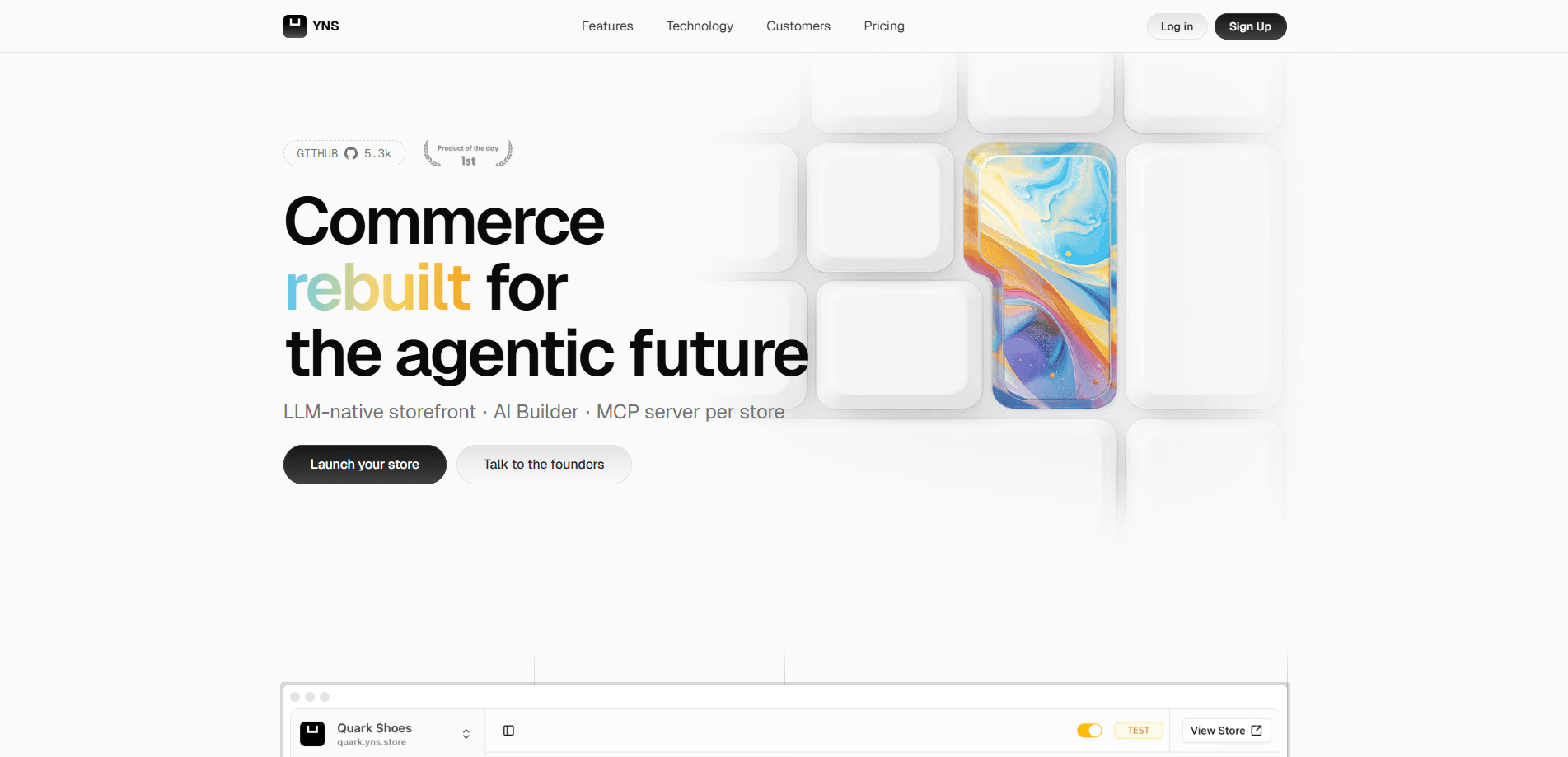 Vista previa de la interfaz de Your Next Store