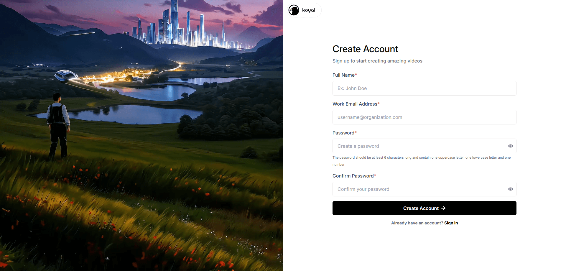 Interface preview of Koyal