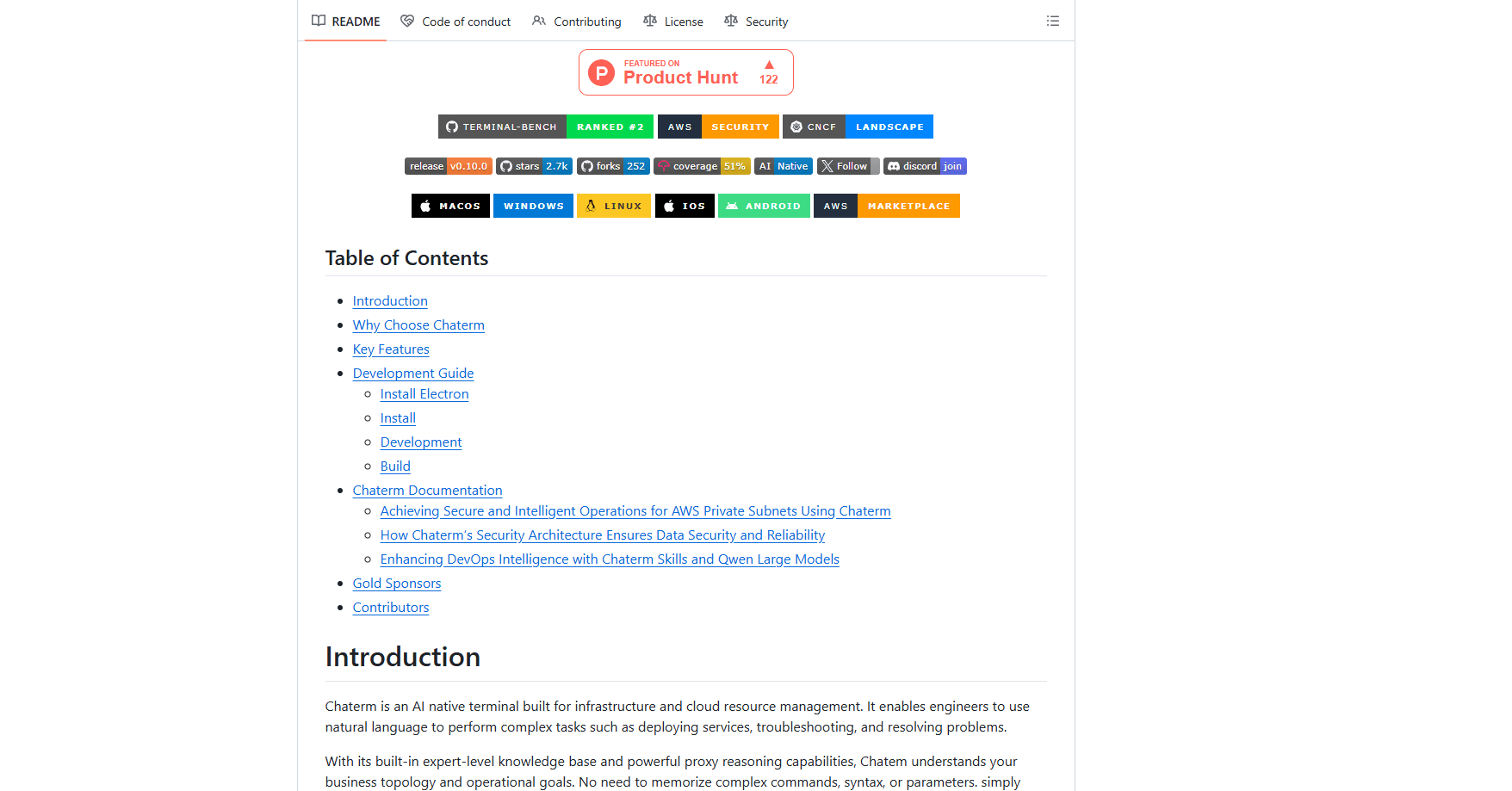 Aperçu de l'interface de Chaterm - AI SSH Terminal