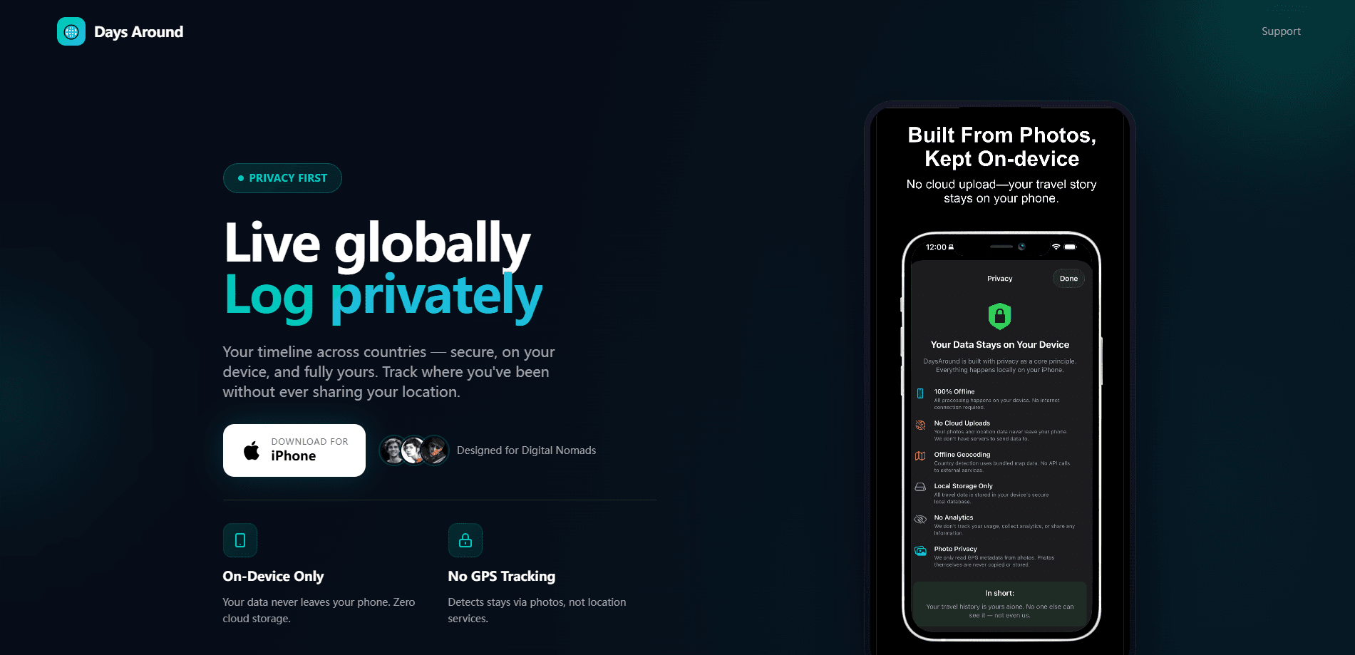 Interface preview of DaysAround