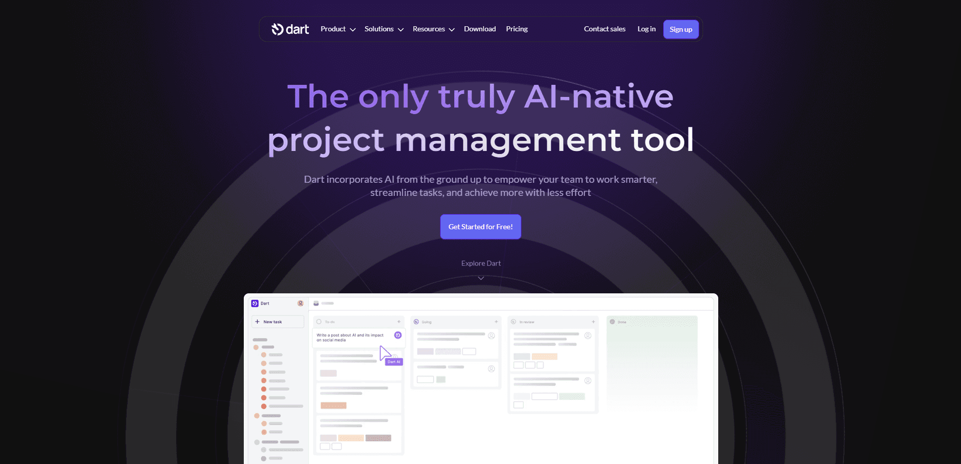 Dart Project Management 미리보기