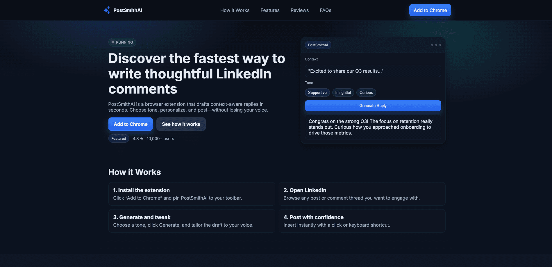 PostSmithAI — AI-Powered LinkedIn Posts 미리보기