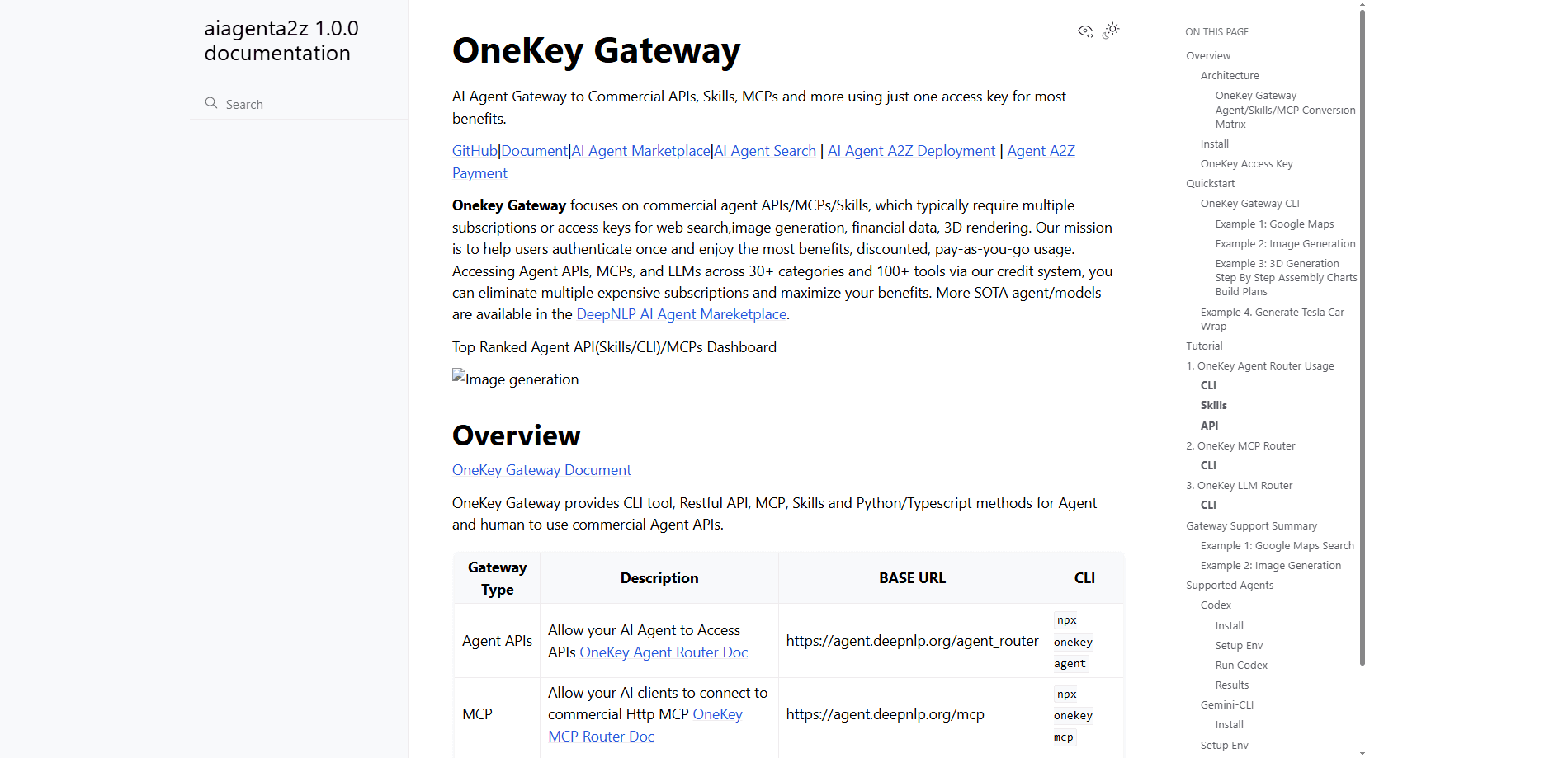 Aperçu de l'interface de OneKey Agent Gateway
