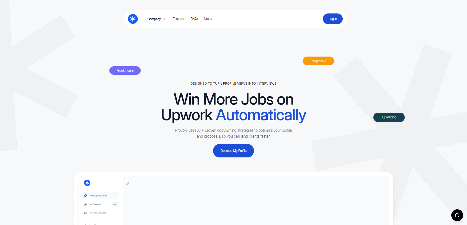 Interface preview of Provolo