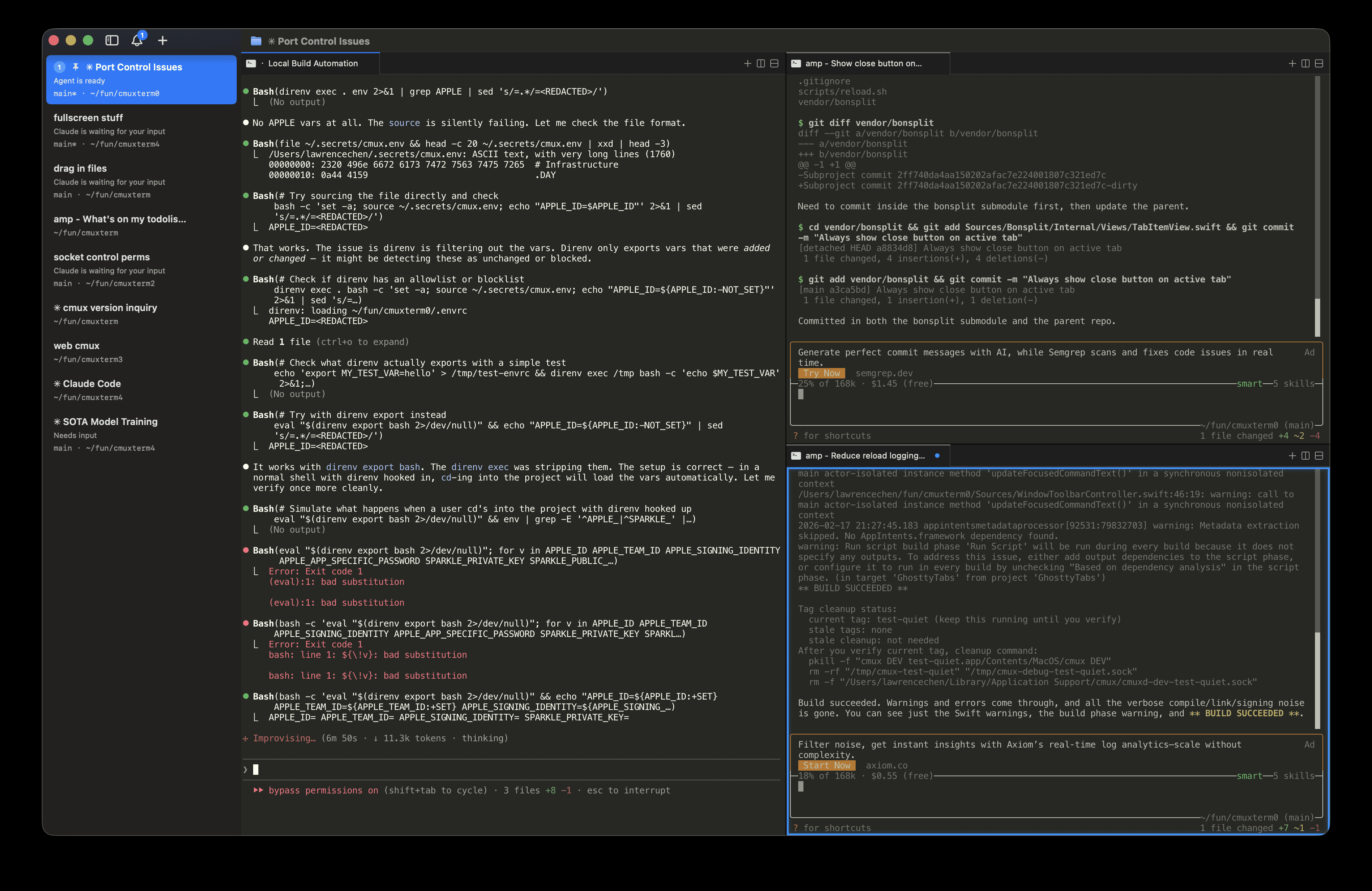 Vista previa de la interfaz de cmux