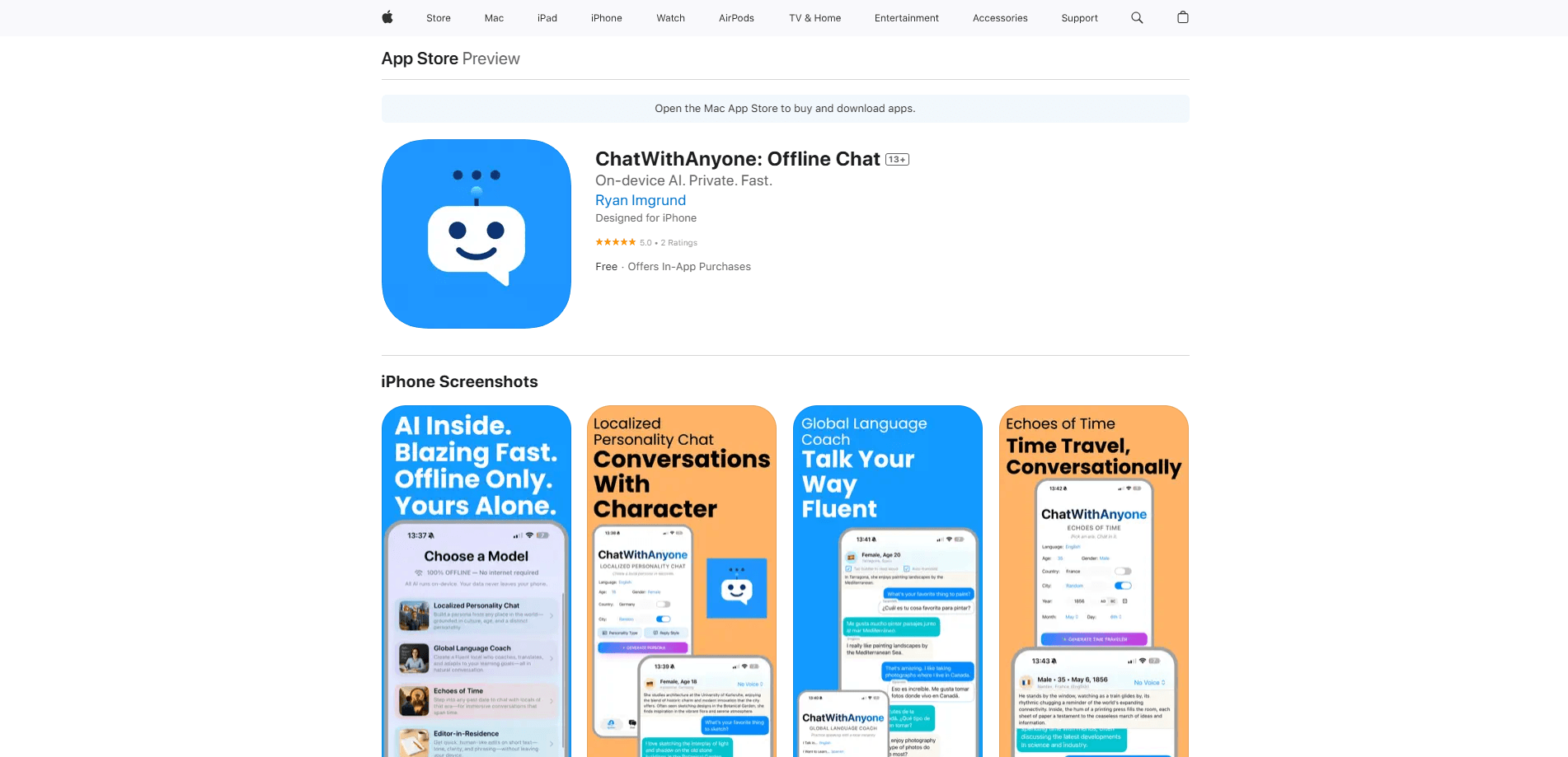 Vista previa de la interfaz de ChatWithAnyone