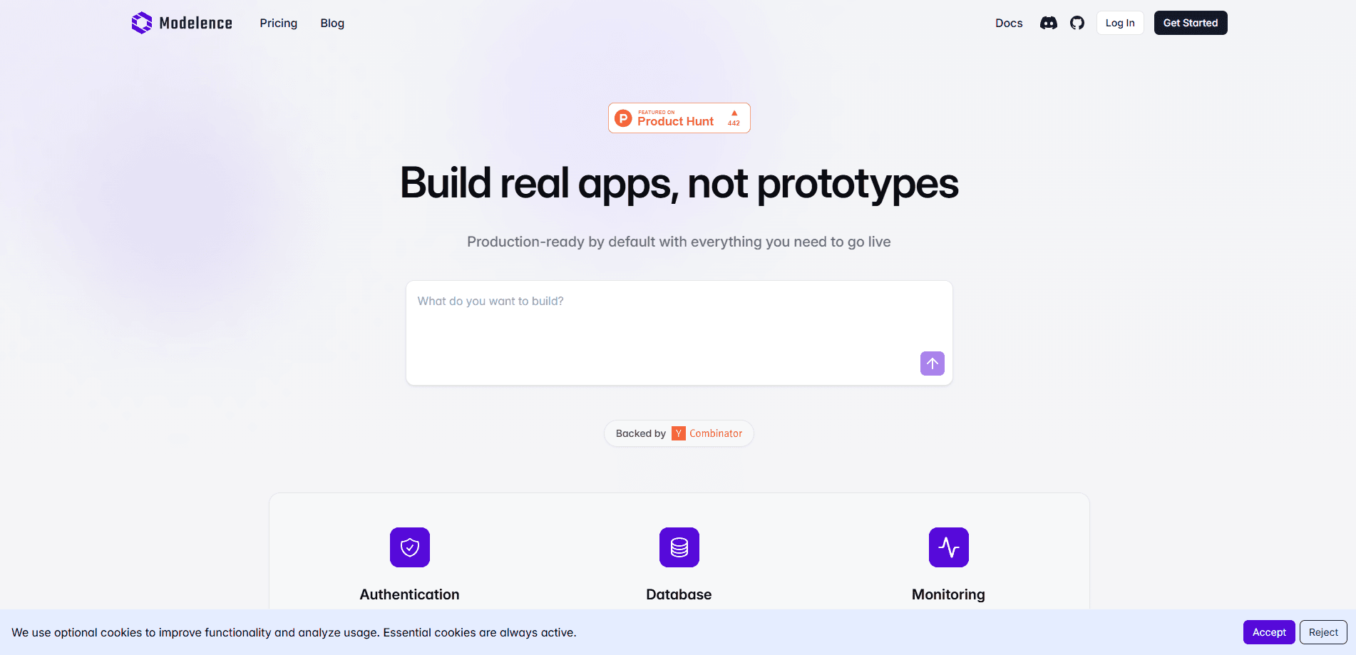 Vista previa de la interfaz de Modelence App Builder