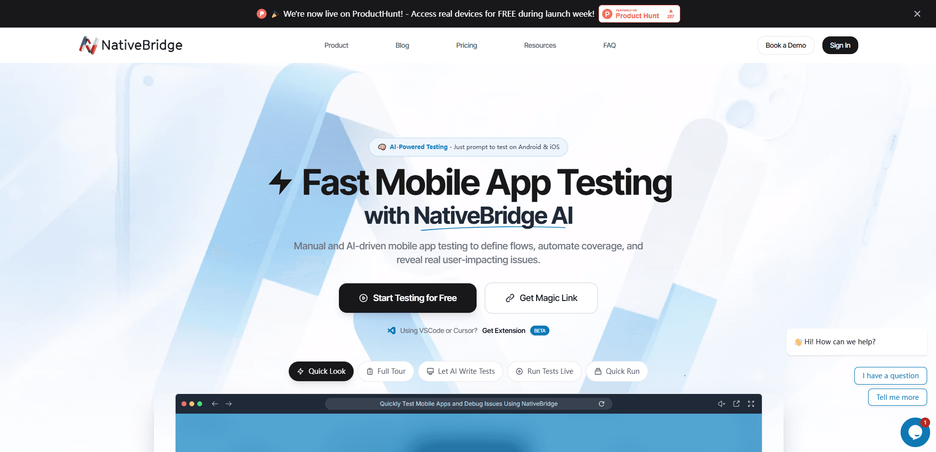Vista previa de la interfaz de NativeBridge