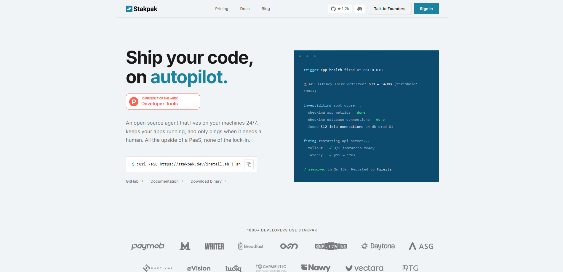 Prévia da interface de Stakpak