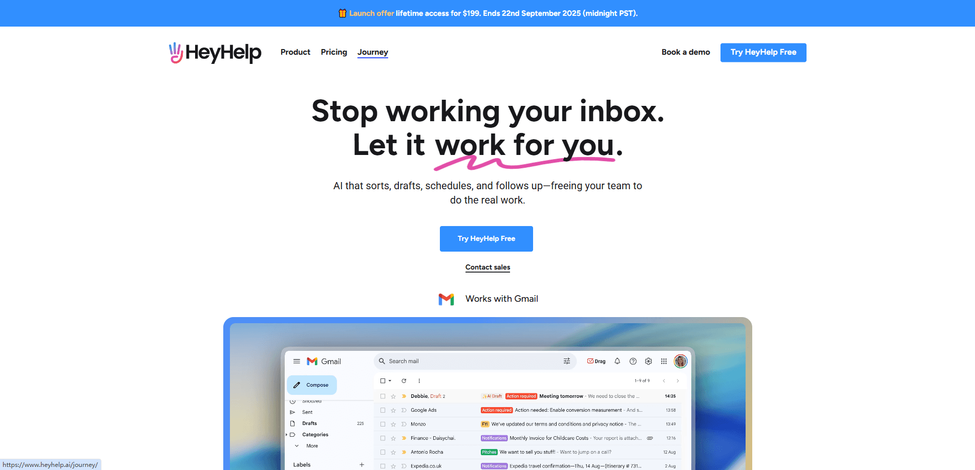 Aperçu de l'interface de HeyHelp
