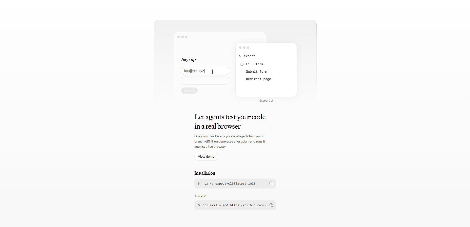 Aperçu de l'interface de Expect