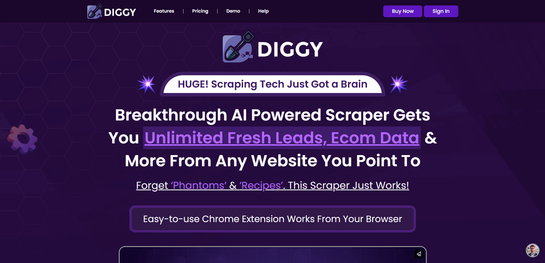 Diggy Miner AI Web Scraper 미리보기