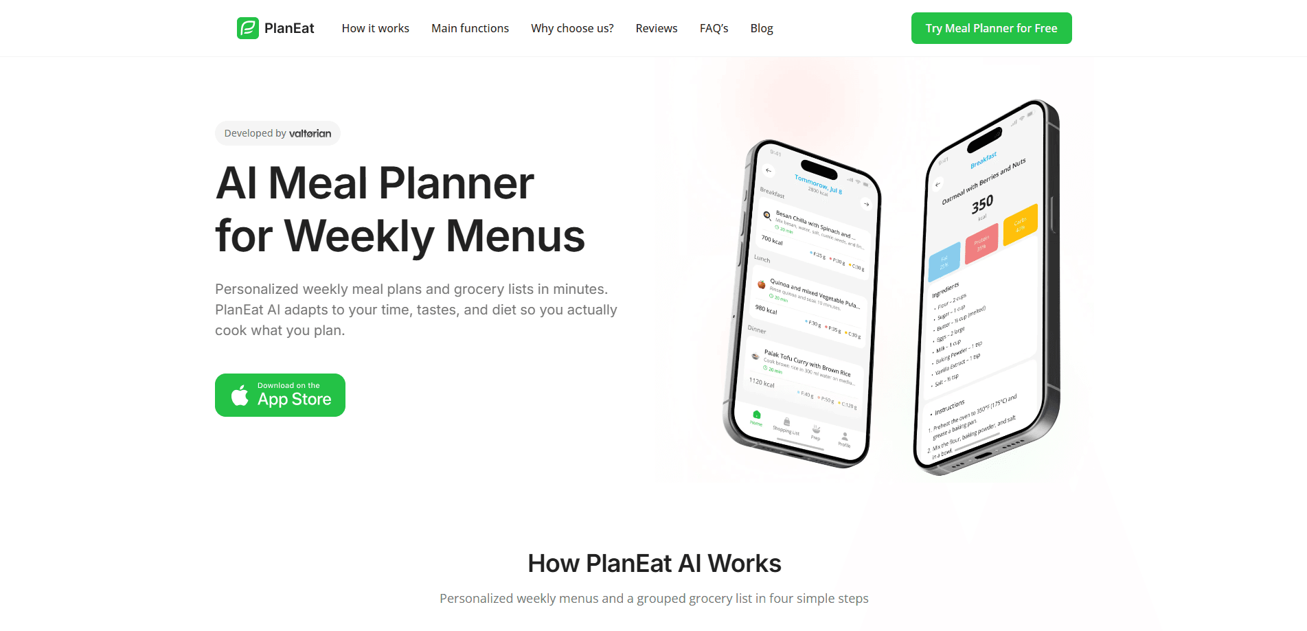 Interface preview of PlanEat AI