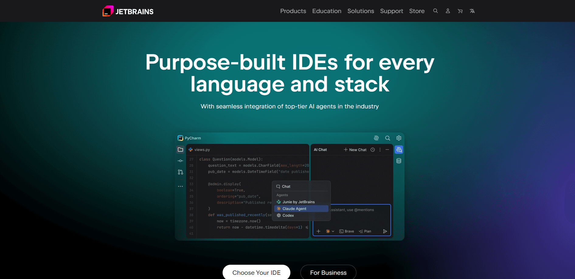 Vista previa de la interfaz de JetBrains