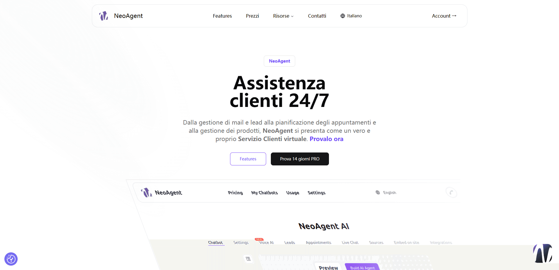 Interface preview of NeoAgent