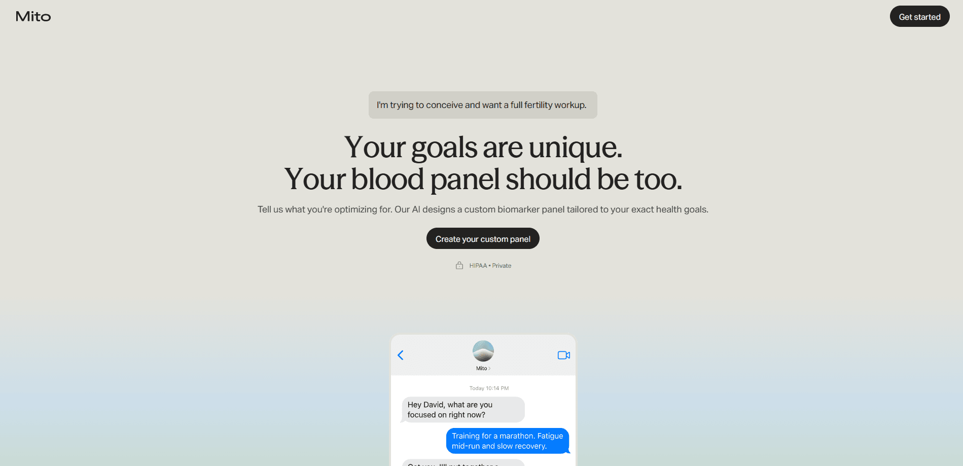 Interface preview of Mito Health