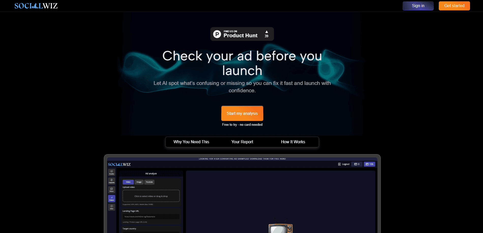 Socialwiz Ad Analyzer 미리보기