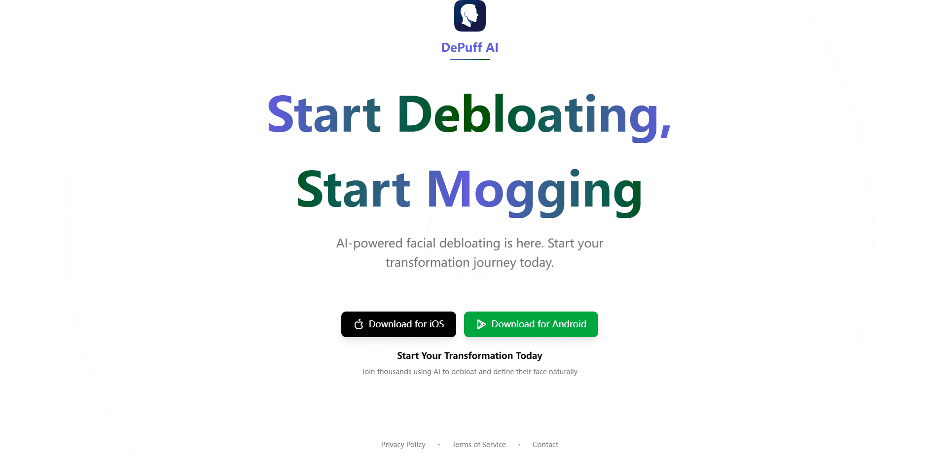 Interface preview of Depuff AI - Debloat Your Face