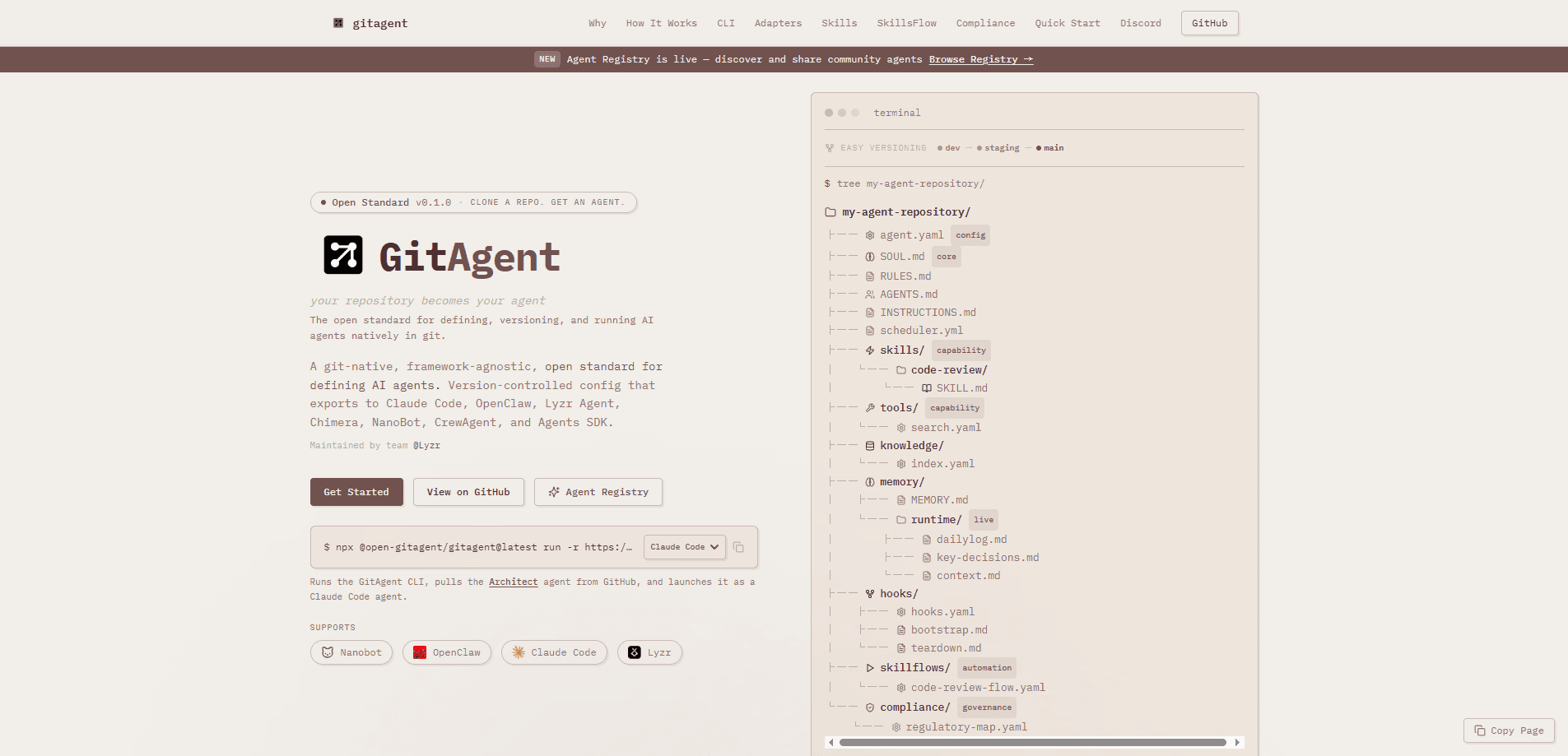 Vista previa de la interfaz de GitAgent by Lyzr