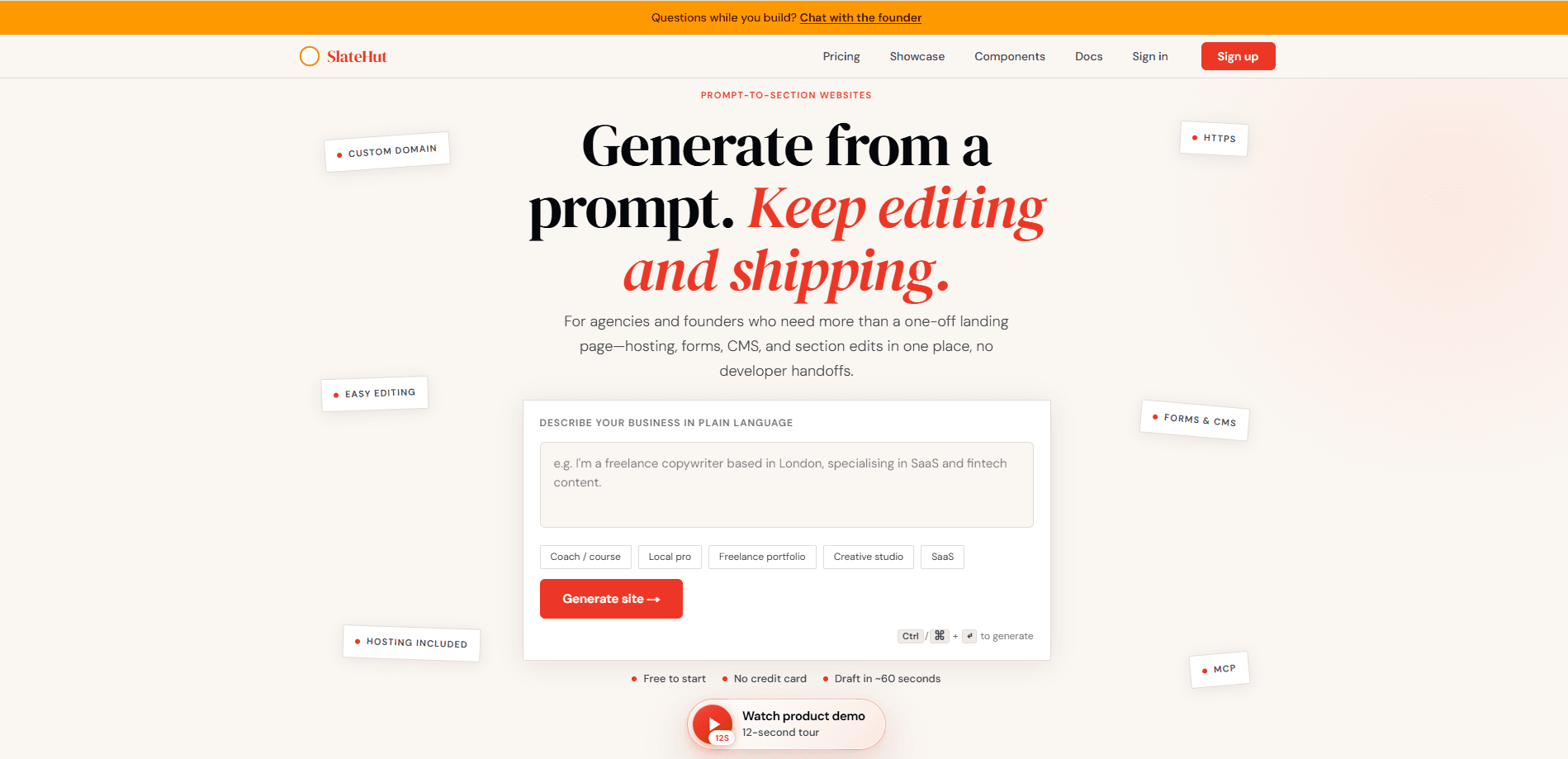 SlateHut.com - AI website builder 미리보기