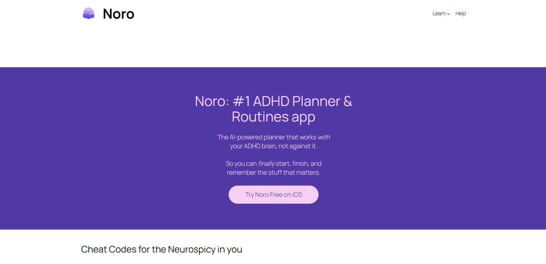 Interface preview of Noro ADHD Planner