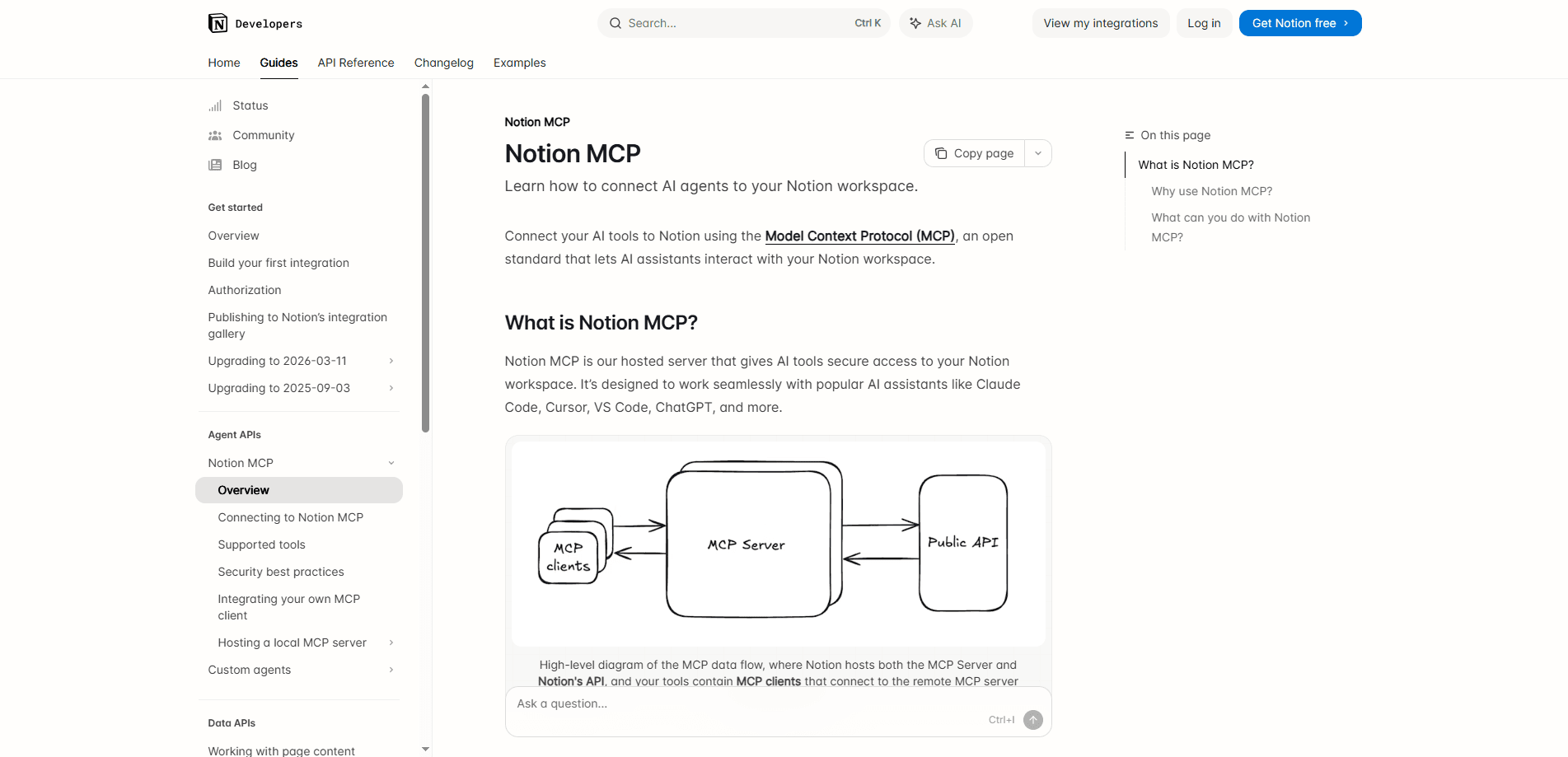 Aperçu de l'interface de Notion MCP