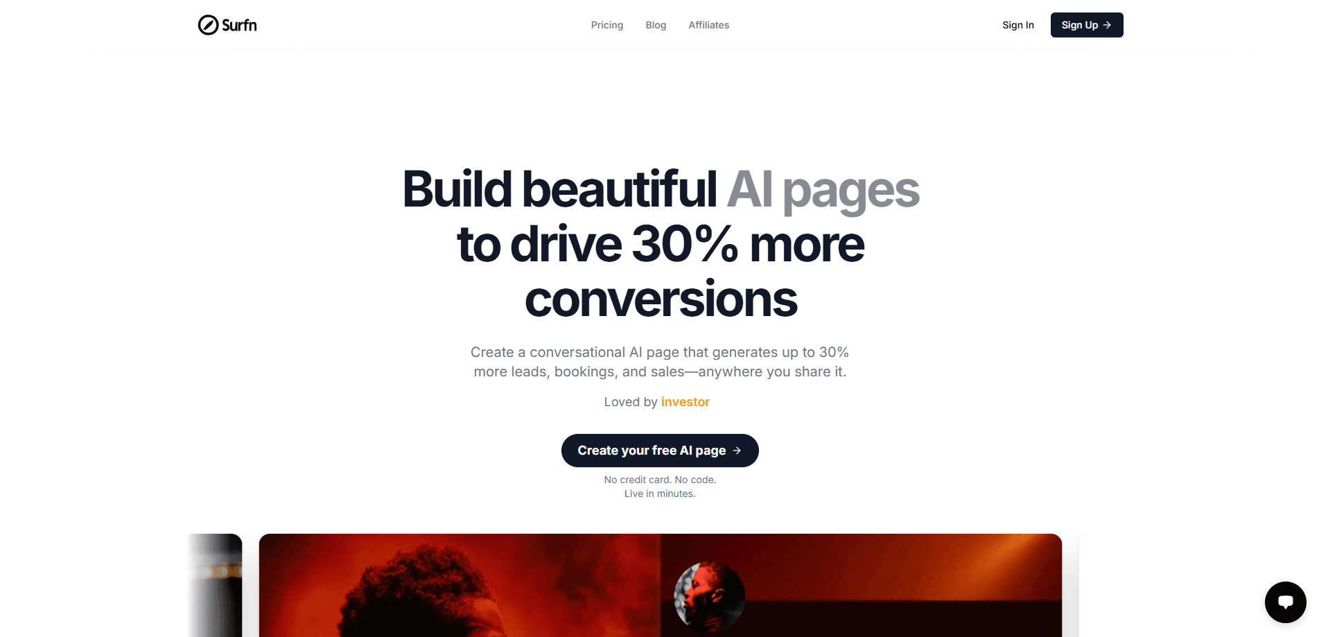 Interface preview of Surfn AI