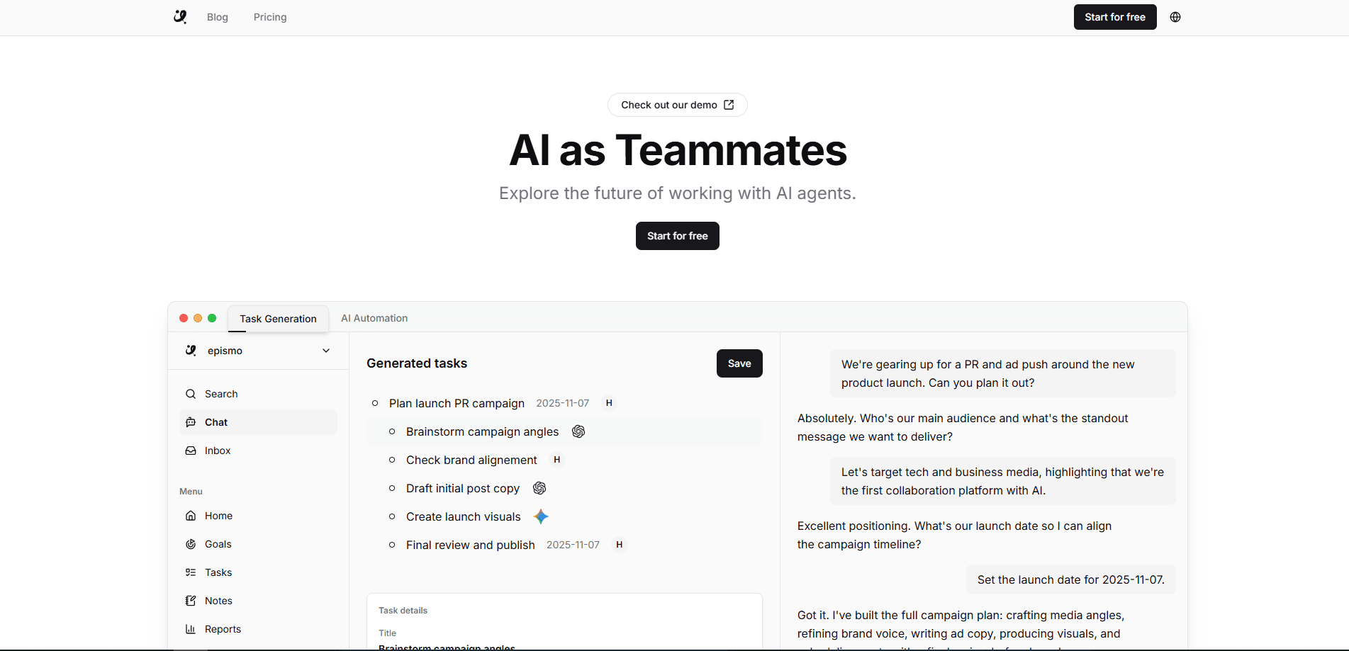 Interface preview of Epismo