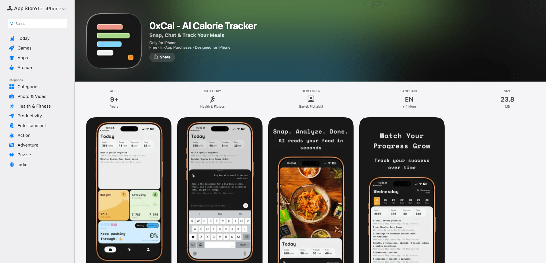 Interface preview of 0xCal