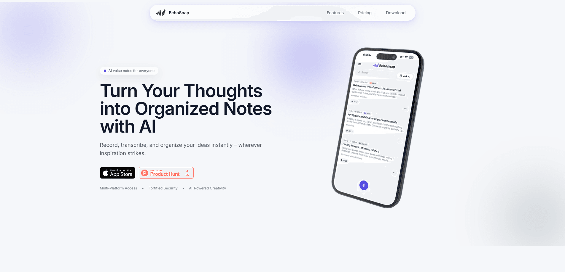 Echosnap Ai 的介面預覽