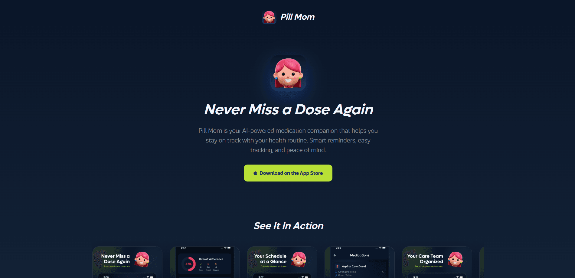 Interface preview of PillMom - Pill Reminder