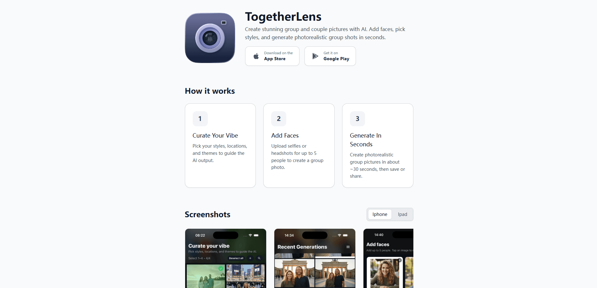 Aperçu de l'interface de TogetherLens