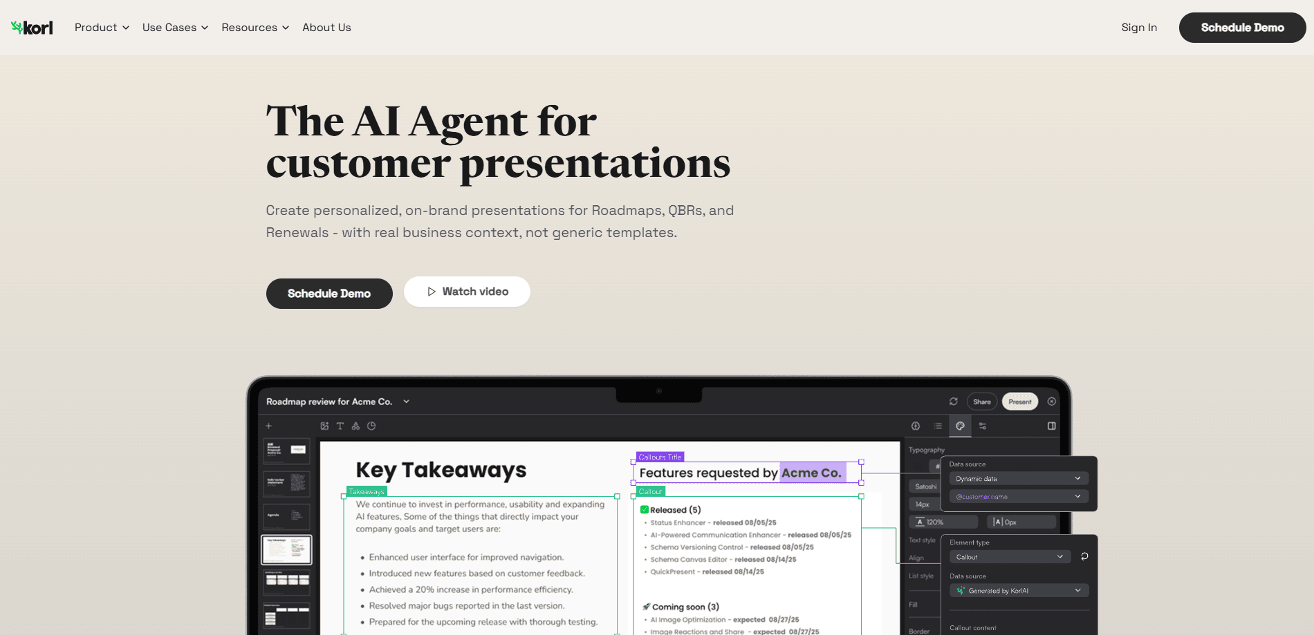 Interface preview of Korl