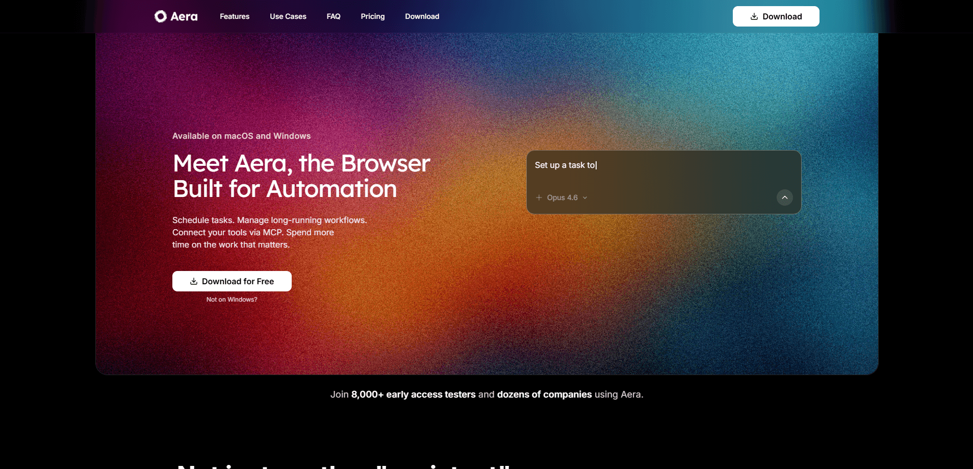 Vista previa de la interfaz de Aera Browser