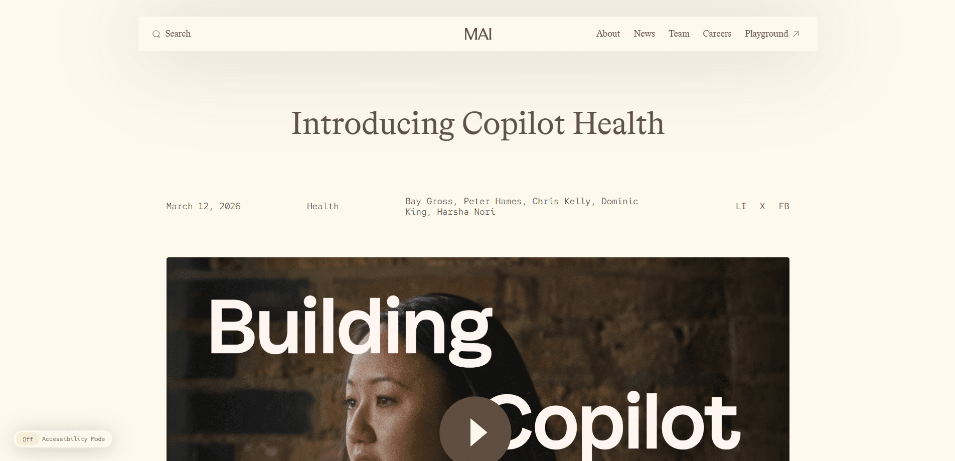 Interface preview of Microsoft Copilot Health