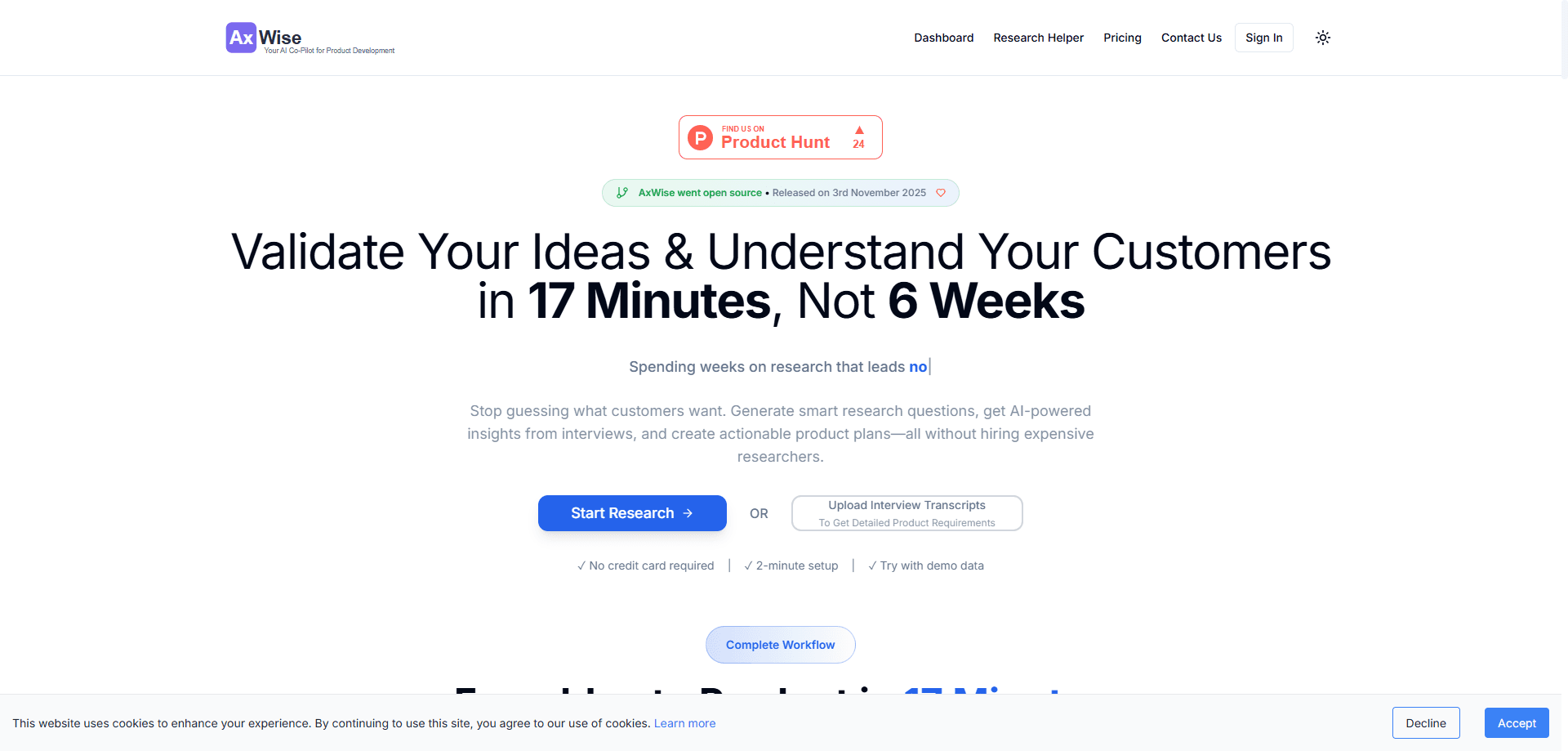 AxWise - AI User Discovery Engine 미리보기