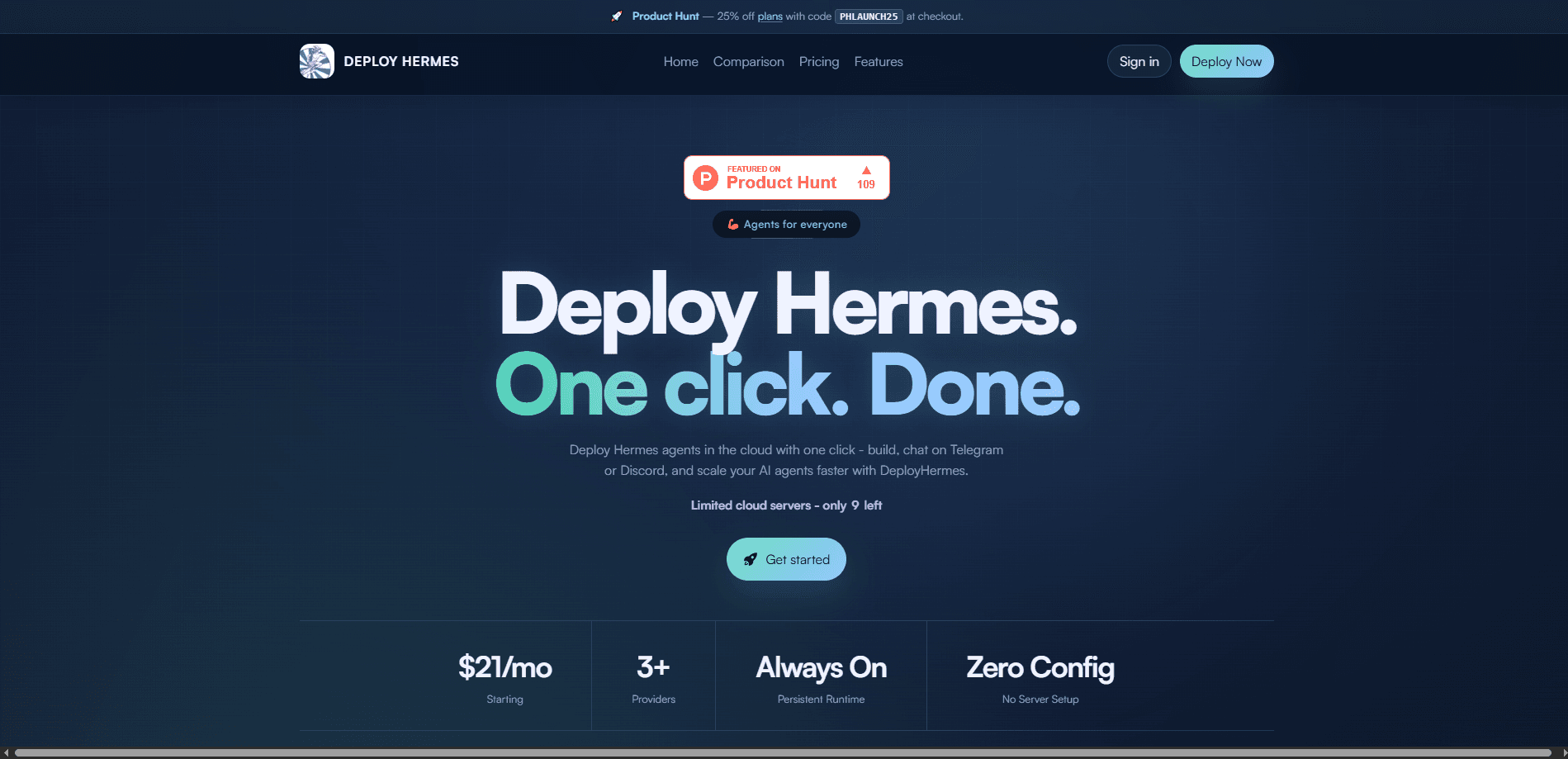 Aperçu de l'interface de Deploy Hermes