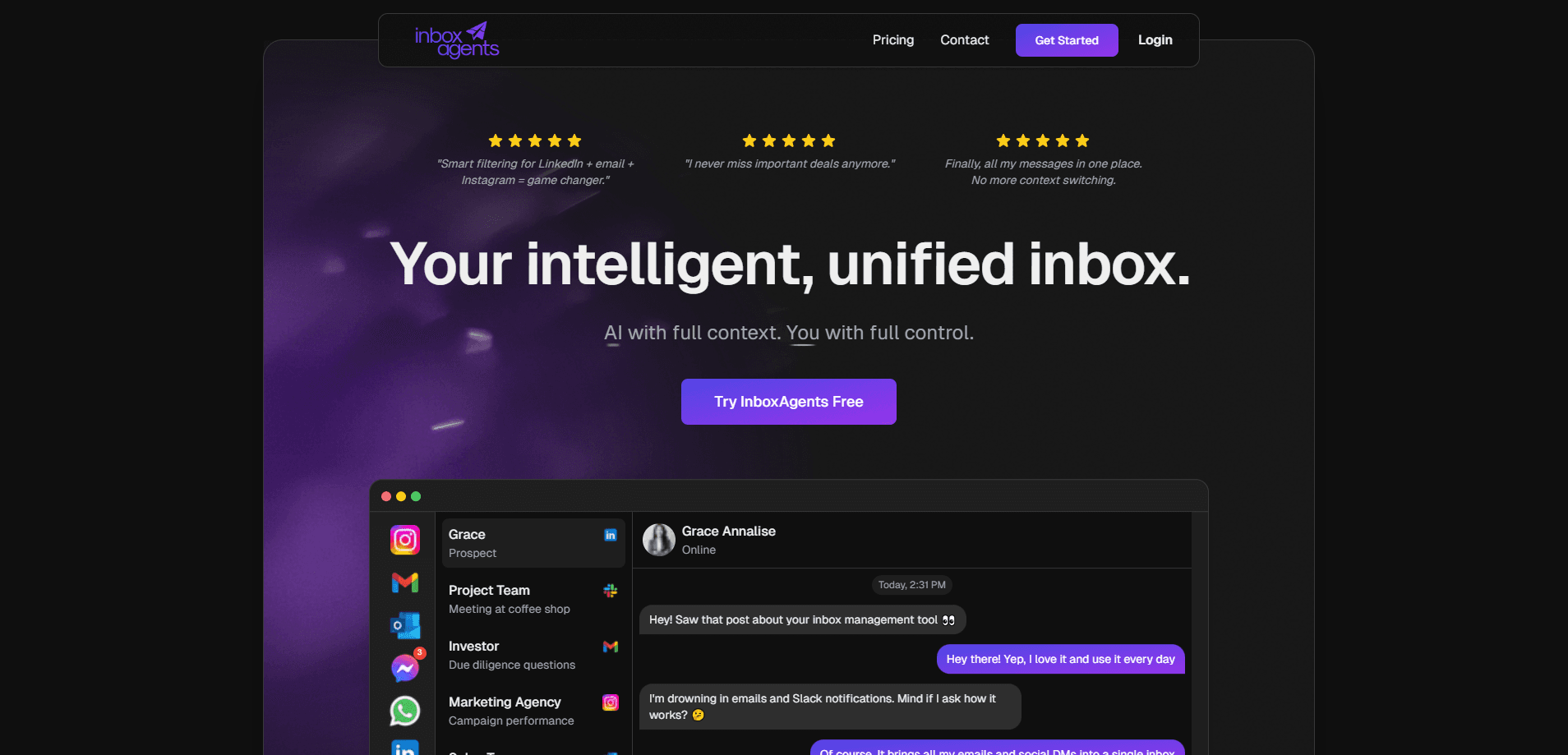 Vorschau der Oberfläche von Inbox Agents - Intelligent Unified Inbox