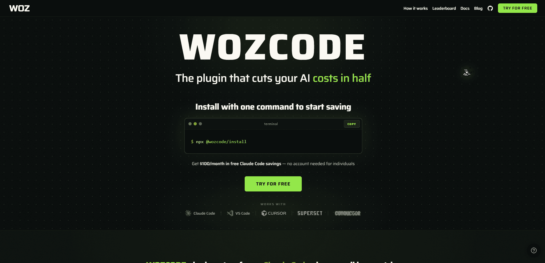 Interface preview of WOZCODE