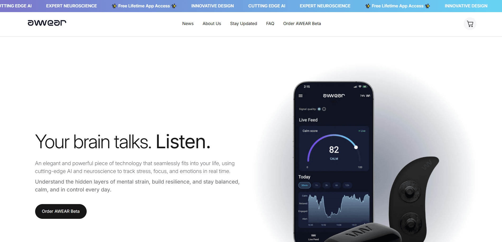 Interface preview of AWEAR