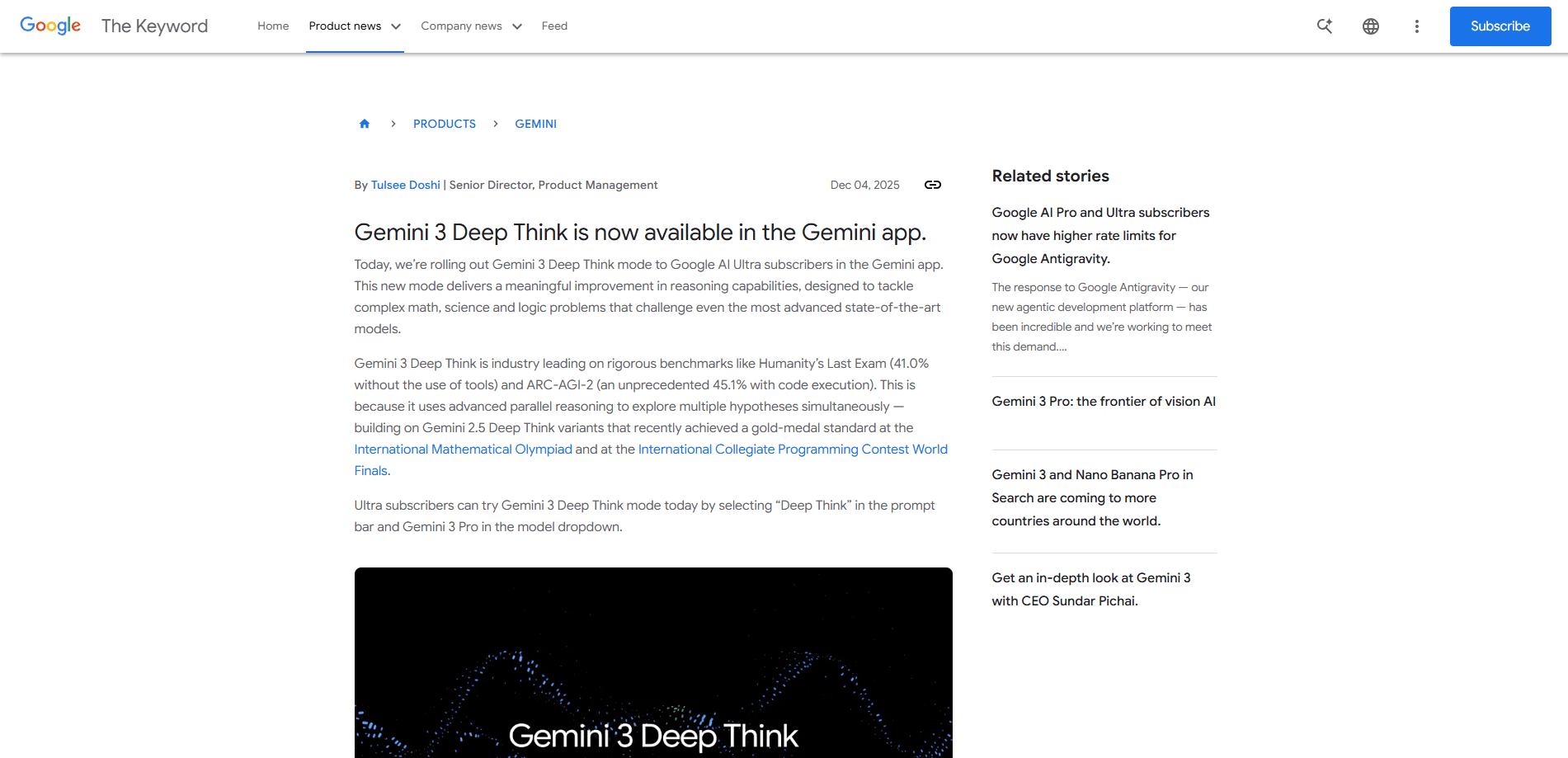 Gemini 3 Deep Think by Google 미리보기