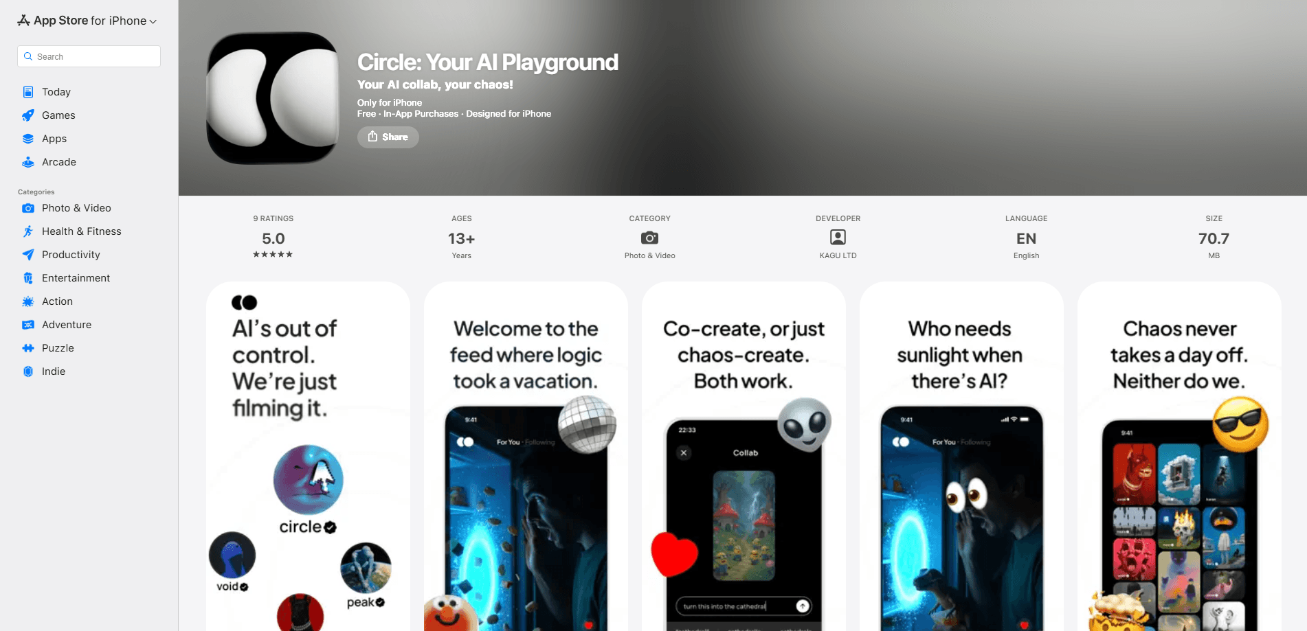 Interface preview of Circle