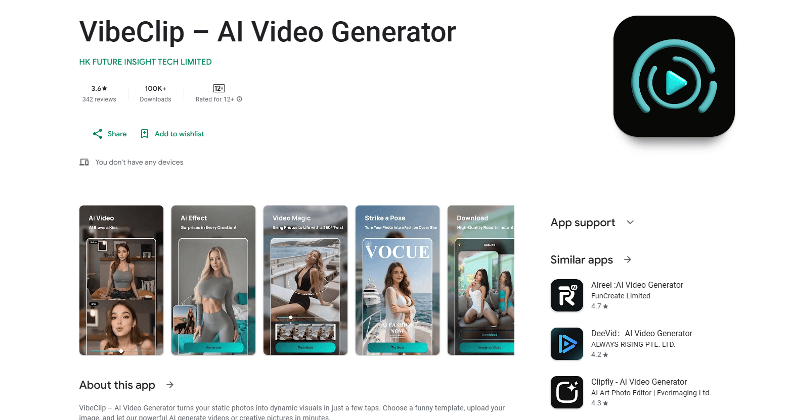 VibeClip – AI Video Generator 미리보기